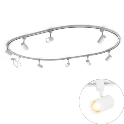 Modernes Schienensystem mit 8 Strahlern weiß 1-phasig oval 200cm - Iconic Jeana