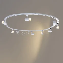 Modernes Schienensystem mit 8 Strahlern weiß 1-phasig oval 200cm - Iconic Jeana
