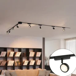 Modernes Schienensystem mit 8 schwarzen Strahlern 1-phasig - Magnetic Lance