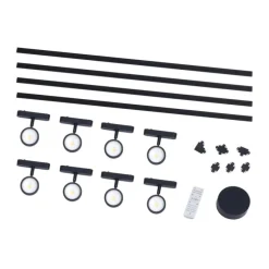 Modernes Schienensystem mit 8 schwarzen Strahlern 1-phasig - Magnetic Lance