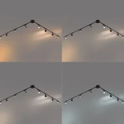 Modernes Schienensystem mit 8 schwarzen Strahlern 1-phasig - Magnetic Lance