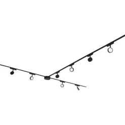 Modernes Schienensystem mit 8 schwarzen Strahlern 1-phasig - Magnetic Lance