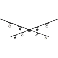 Modernes Schienensystem mit 8 schwarzen Strahlern 1-phasig - Magnetic Lance