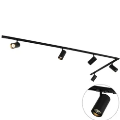 Modernes Schienensystem mit 5 Strahlern Schwarz 1-Phasen GU10 70mm - Iconic Jeana Luxe