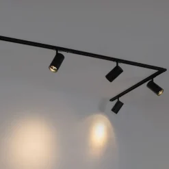 Modernes Schienensystem mit 5 Strahlern Schwarz 1-Phasen GU10 70mm - Iconic Jeana Luxe