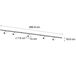 Modernes Schienensystem mit 5 Strahlern Schwarz 1-Phasen GU10 70mm - Iconic Jeana Luxe