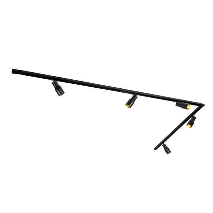 Modernes Schienensystem mit 5 Strahlern schwarz 1-phasig - Iconic Kohua