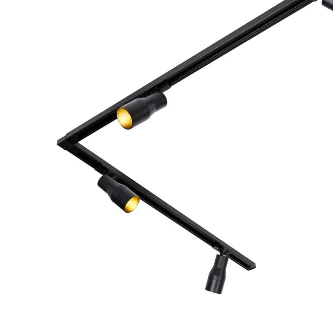 Modernes Schienensystem mit 5 Strahlern schwarz 1-phasig - Iconic Kohua