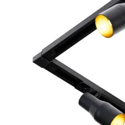 Modernes Schienensystem mit 5 Strahlern schwarz 1-phasig - Iconic Kohua