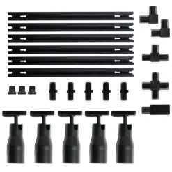 Modernes Schienensystem mit 5 Strahlern schwarz 1-phasig - Iconic Kohua