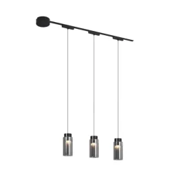 Modernes Schienensystem mit 3 schwarzen Pendelleuchten 1-phasig - Magnetic Vance