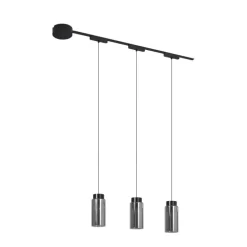 Modernes Schienensystem mit 3 schwarzen Pendelleuchten 1-phasig - Magnetic Vance