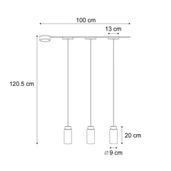 Modernes Schienensystem mit 3 schwarzen Pendelleuchten 1-phasig - Magnetic Vance