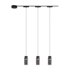 Modernes Schienensystem mit 3 schwarzen Pendelleuchten 1-phasig - Magnetic Vance