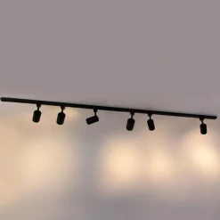 Modernes Schienensystem mit 6 schwarzen Strahlern 1-phasig 200cm - Iconic Jeana