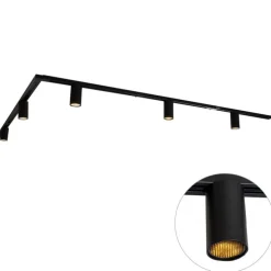 Modernes Schienensystem mit 5 schwarzen Strahlern 1-phasig GU10 50mm - Iconic Ruby