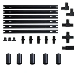 Modernes Schienensystem mit 5 schwarzen Strahlern 1-phasig GU10 50mm - Iconic Ruby