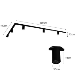 Modernes Schienensystem mit 5 schwarzen Strahlern 1-phasig GU10 50mm - Iconic Ruby