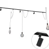 Modernes Schienensystem mit 3 Strahlern und 3 Pendelleuchten schwarz 1-phasig - Iconic Cavalux Jeana