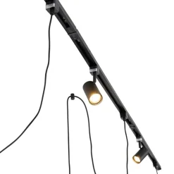 Modernes Schienensystem mit 3 Strahlern und 3 Pendelleuchten schwarz 1-phasig - Iconic Cavalux Jeana