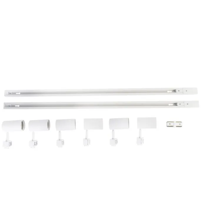 Modernes Schienensystem mit 6 weißen Strahlern 1-phasig 200cm - Iconic Jeana