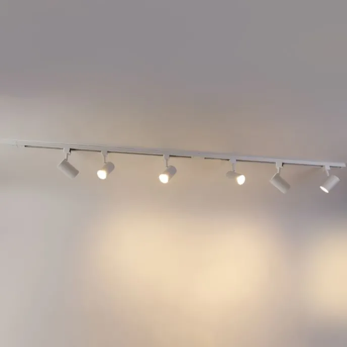 Modernes Schienensystem mit 6 weißen Strahlern 1-phasig 200cm - Iconic Jeana