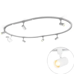 Modernes Schienensystem mit 6 Strahlern weiß 1-phasig oval 100cm - Iconic Jeana