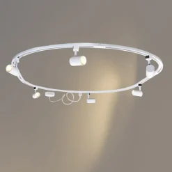 Modernes Schienensystem mit 6 Strahlern weiß 1-phasig oval 100cm - Iconic Jeana