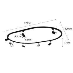 Modernes Schienensystem mit 6 Strahlern weiß 1-phasig oval 100cm - Iconic Jeana