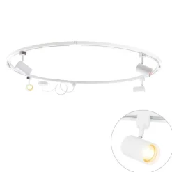 Modernes Schienensystem mit 4 Strahlern weiß 1-phasig rund - Iconic Jeana