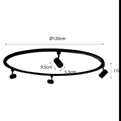 Modernes Schienensystem mit 4 Strahlern weiß 1-phasig rund - Iconic Jeana