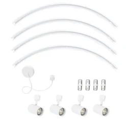 Modernes Schienensystem mit 4 Strahlern weiß 1-phasig rund - Iconic Jeana