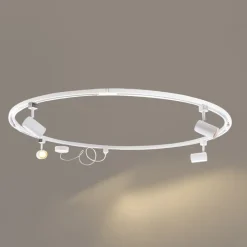 Modernes Schienensystem mit 4 Strahlern weiß 1-phasig rund - Iconic Jeana