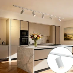 Modernes Schienensystem mit 5 Strahlern Weiß 1-phasig - Iconic Mark