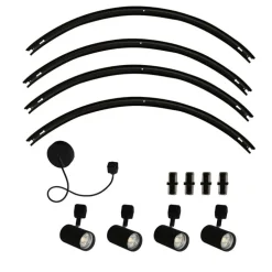 Modernes Schienensystem mit 4 schwarzen Strahlern 1-phasig rund - Iconic Jeana