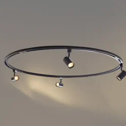 Modernes Schienensystem mit 4 schwarzen Strahlern 1-phasig rund - Iconic Jeana
