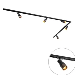 Modernes Schienensystem mit 5 Strahlern Schwarz mit Dunkelbronze 1-phasig - Iconic Kohua