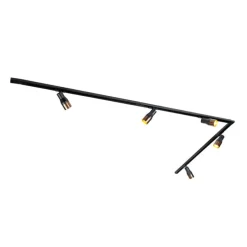 Modernes Schienensystem mit 5 Strahlern Schwarz mit Dunkelbronze 1-phasig - Iconic Kohua