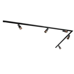 Modernes Schienensystem mit 5 Strahlern Schwarz mit Dunkelbronze 1-phasig - Iconic Kohua