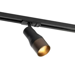 Modernes Schienensystem mit 5 Strahlern Schwarz mit Dunkelbronze 1-phasig - Iconic Kohua