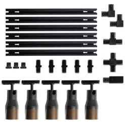 Modernes Schienensystem mit 5 Strahlern Schwarz mit Dunkelbronze 1-phasig - Iconic Kohua