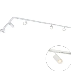 Modernes Schienensystem mit 5 Strahlern weiß 1-phasig - Iconic Jeana