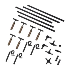 Modernes Schienensystem mit 6 Strahlern und 4 Pendelleuchten Dunkelbronze 1-phasig - Slimline Uzzy Keno