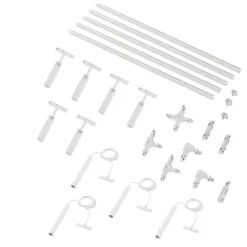 Modernes Schienensystem mit 6 Strahlern und 4 Pendelleuchten weiß 1-phasig - Slimline Uzzy Keno