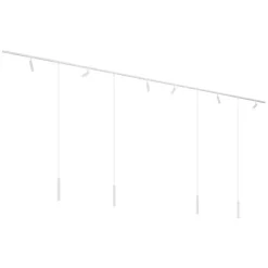 Modernes Schienensystem mit 6 Strahlern und 4 Pendelleuchten weiß 1-phasig - Slimline Uzzy Keno