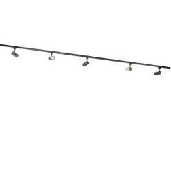 Modernes Schienensystem mit 5 Strahlern Schwarz 1-phasig - Iconic Jeana