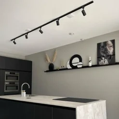 Modernes Schienensystem mit 5 Strahlern Schwarz 1-phasig - Iconic Jeana