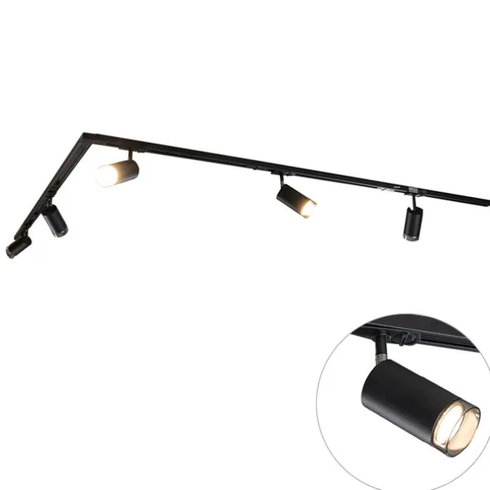 Modernes Schienensystem mit 5 schwarzen Rauchglas-Strahlern 1-phasig - Iconic Jeana