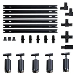 Modernes Schienensystem mit 5 schwarzen Rauchglas-Strahlern 1-phasig - Iconic Jeana