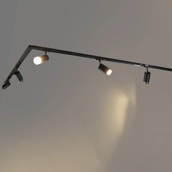 Modernes Schienensystem mit 5 schwarzen Rauchglas-Strahlern 1-phasig - Iconic Jeana